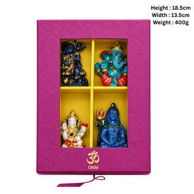 Miniature Hindu Deity Idol Set – Hanuman, Ganesha, Lakshmi & Shiva-Global Food Hub