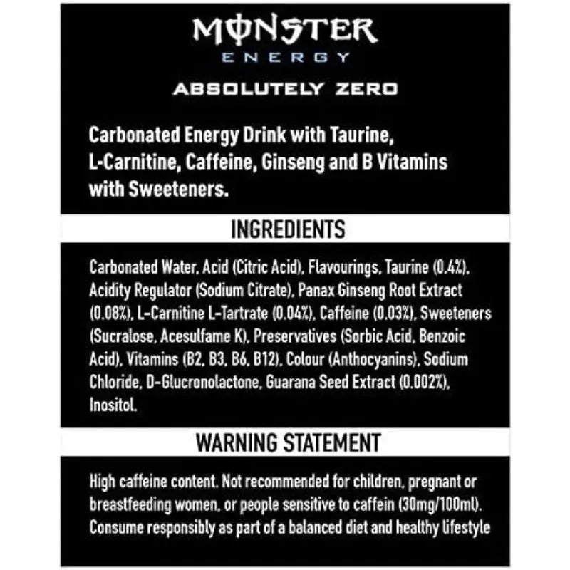 Monster Energy Drink Absolutely Zero Sugar - 500ml-Global Food Hub