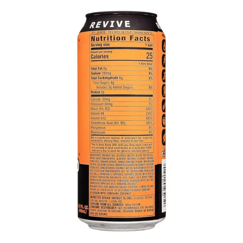 Monster Energy Drink Rehab Tea+Peach - 500ml-Global Food Hub