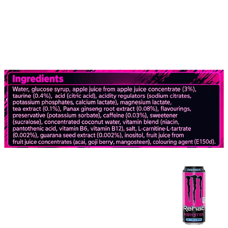 Monster Energy Drink Rehab Tea+Wild Berry- 500ml-Global Food Hub