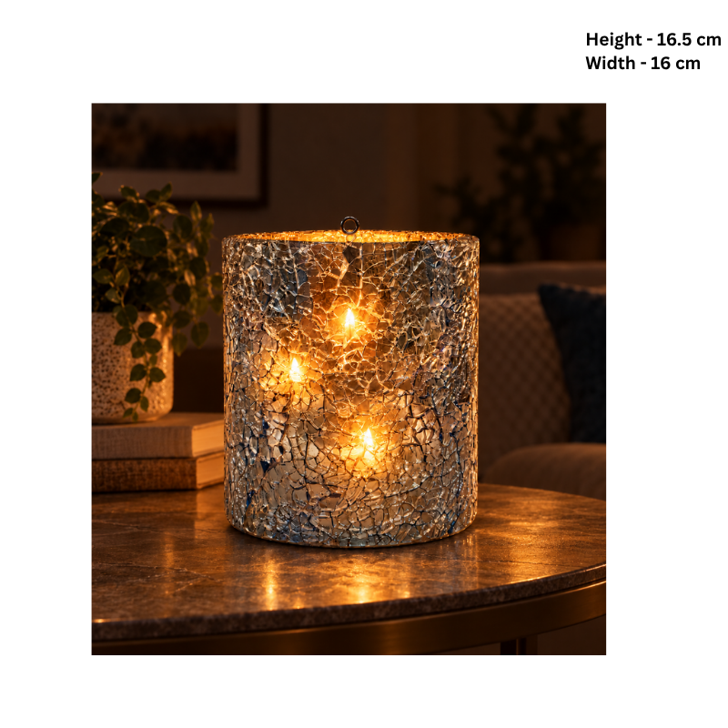 Mosaic Tealight Holder – Reflective Glass Candle Decor-Global Food Hub