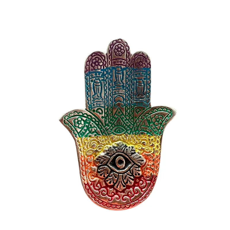 Multi Colour Hand Shaped Metal Incense Stick Holder-Global Food Hub