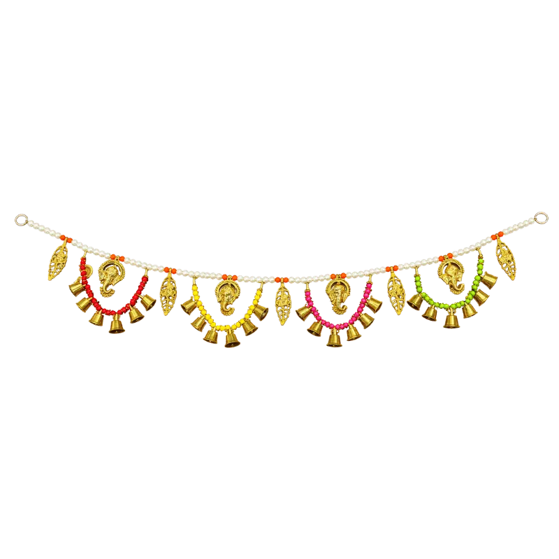 Multi Colour Pearl Toran With Ganesh and Bells -ES6-Global Food Hub