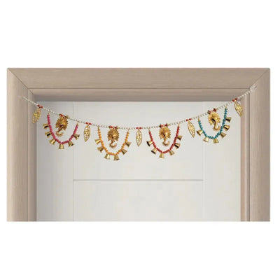 Multi Colour Pearl Toran With Ganesh and Bells-Global Food Hub