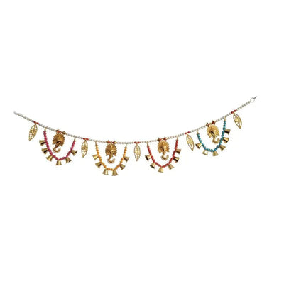 Multi Colour Pearl Toran With Ganesh and Bells-Global Food Hub