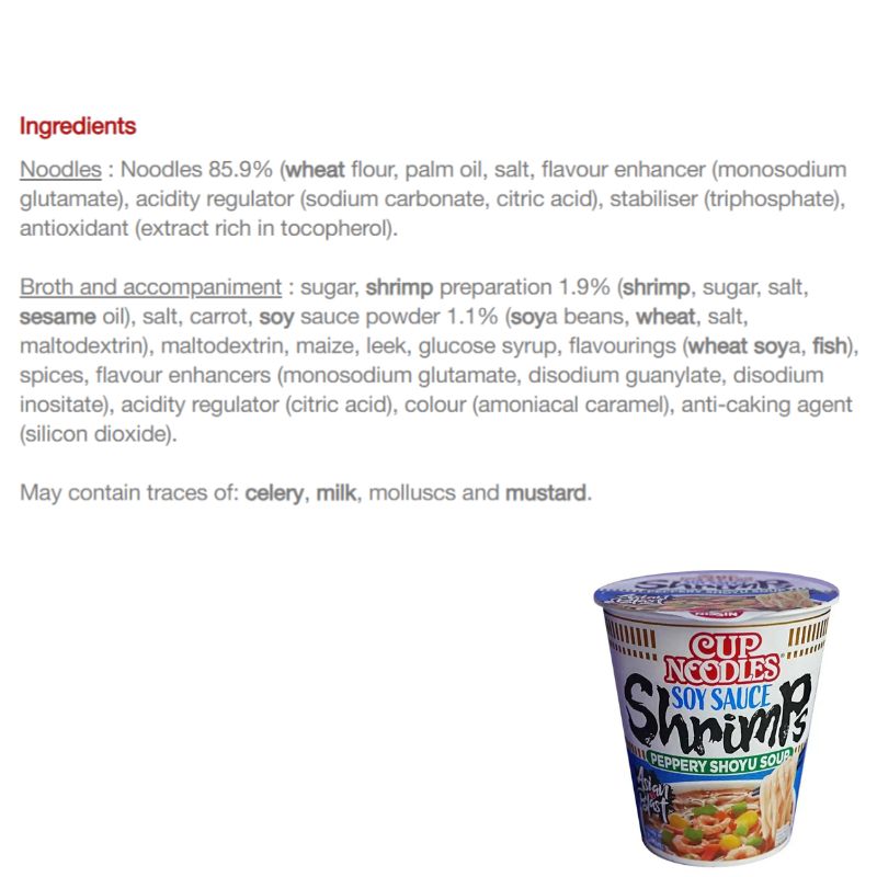 NISSIN Cup Noodle Soy Sauce Shrimp - 63g-Global Food Hub