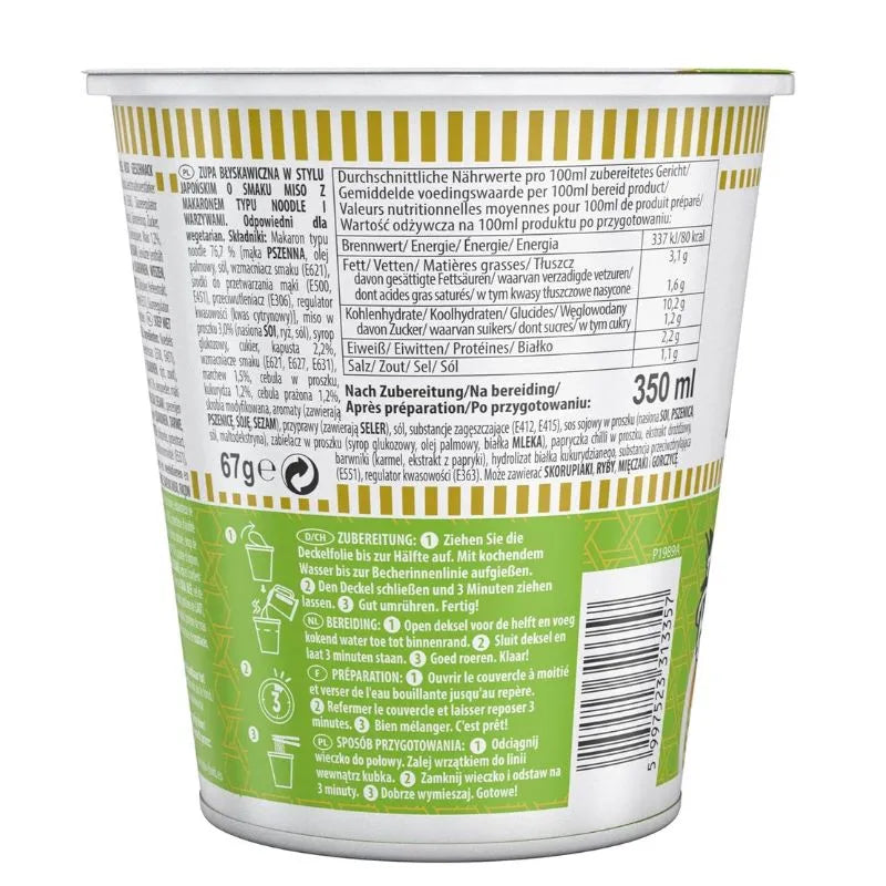 NISSIN Cup Noodle Veggie Miso - 67g-Global Food Hub