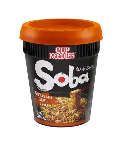 NISSIN, Soba Cup Noodle Sukiyaki Beef-89 grams-Global Food Hub
