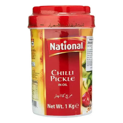 National - Green Chilli Pickle in Oil - 1Kg-Global Food Hub