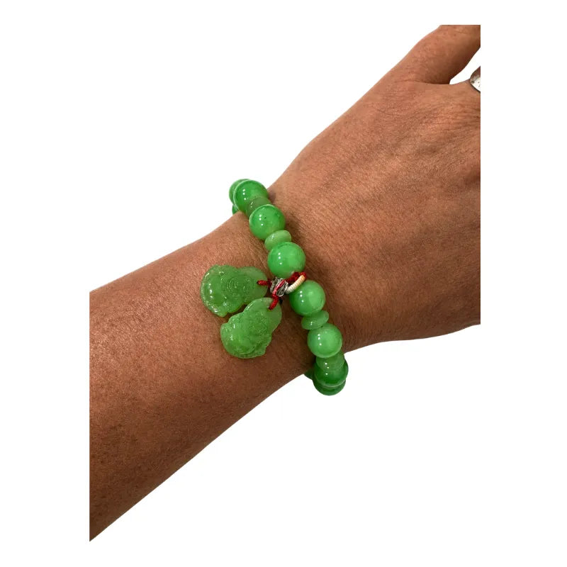 Natural Green Aventurine Pixiu Feng Shui Bracelet - 17cm-Global Food Hub