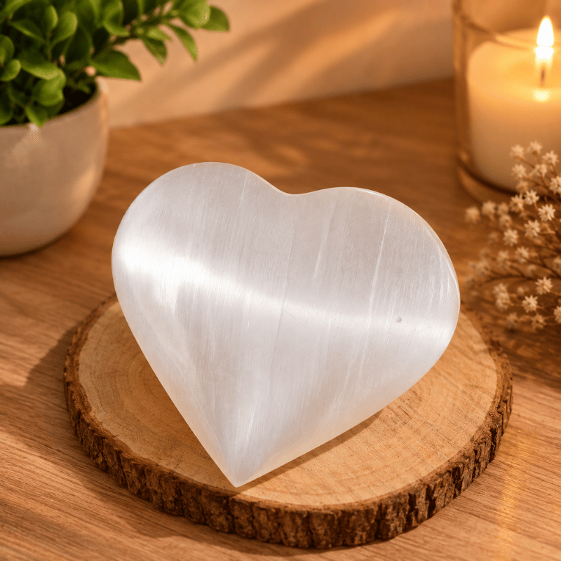 Natural Selenite Heart Crystal Stone-Global Food Hub