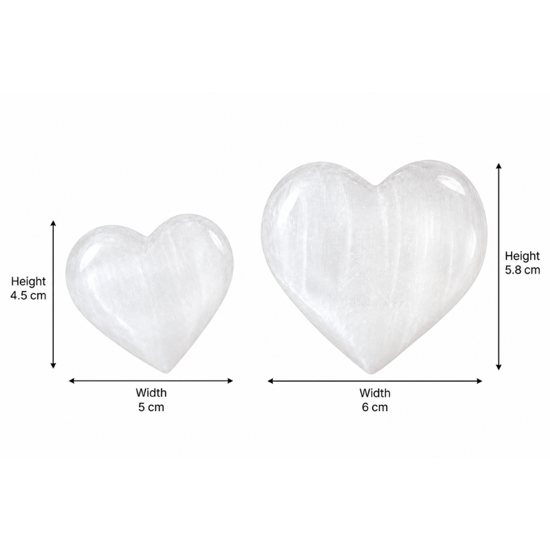Natural Selenite Heart Crystal Stone -Pack of 2pcs : Small 1pc and Big 1pc-Global Food Hub
