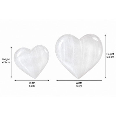 Natural Selenite Heart Crystal Stone -Pack of 2pcs : Small 1pc and Big 1pc-Global Food Hub