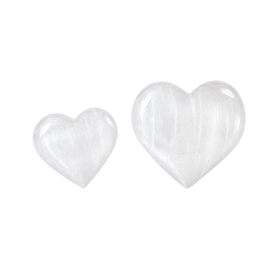 Natural Selenite Heart Crystal Stone -Pack of 2pcs : Small 1pc and Big 1pc-Global Food Hub