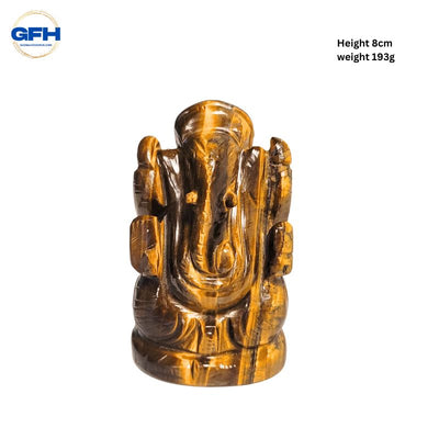 Natural Tiger Eye Stone Ganesha With Certificate-Global Food Hub