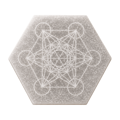 Natural White Selenite Hexagon Plate – Metatron’s Cube Engraved-Global Food Hub