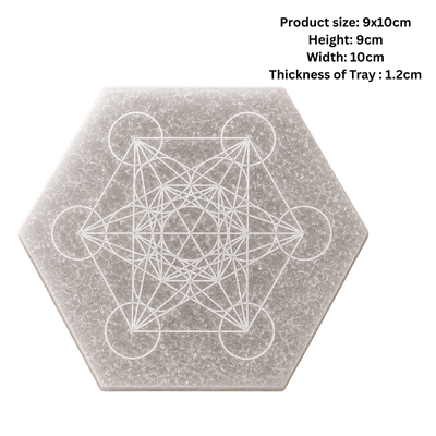 Natural White Selenite Hexagon Plate – Metatron’s Cube Engraved-Global Food Hub