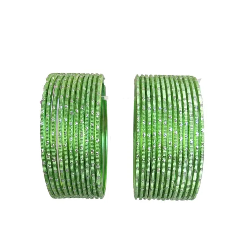 Nav - A Metal Bangles Size 2.10 - Set of 24-Light Green-Global Food Hub