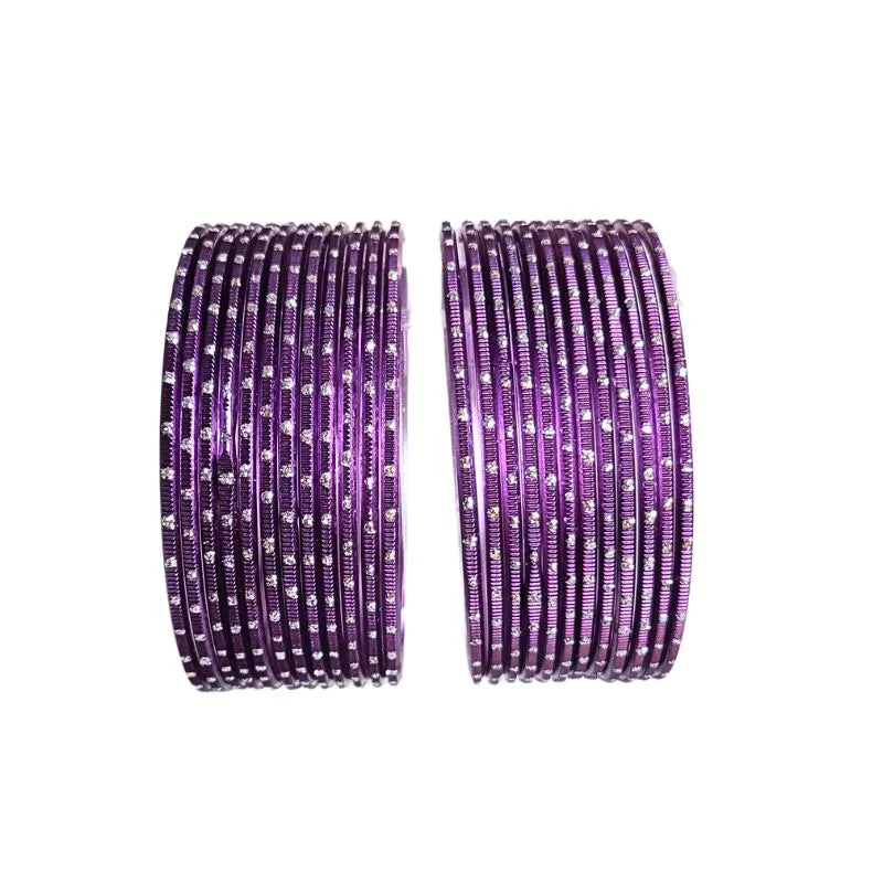 Nav - A Metal Bangles Size 2.10 - Set of 24-Magenta-Global Food Hub