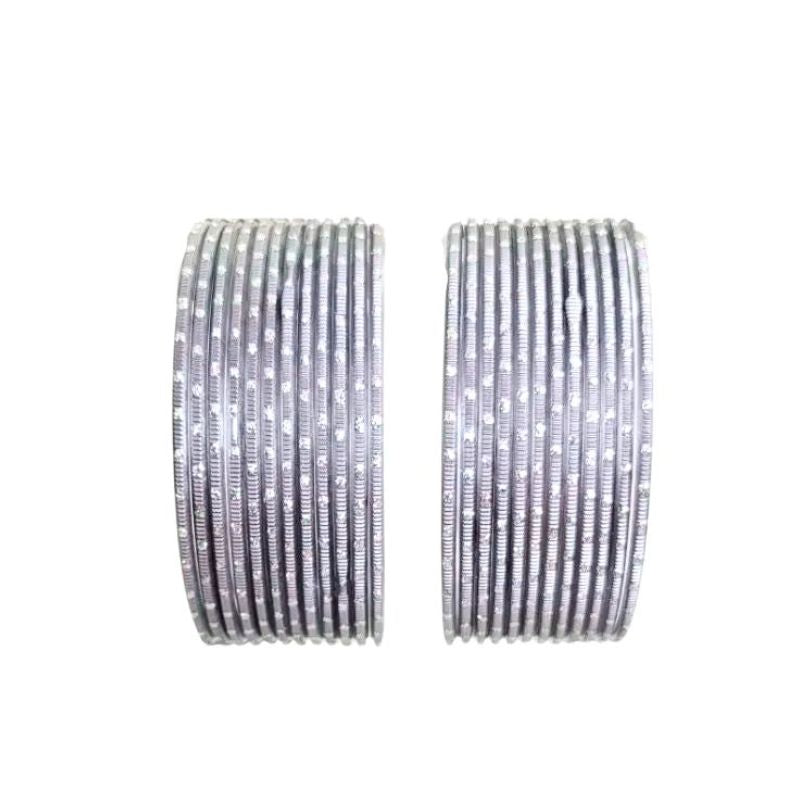 Nav - A Metal Bangles Size 2.10 - Set of 24 - Silver-Global Food Hub