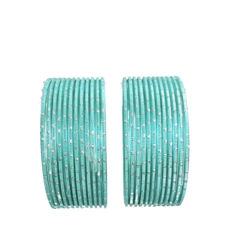 Nav - B Metal Bangles Size 2.10 - Set of 24 - Coral Green-Global Food Hub