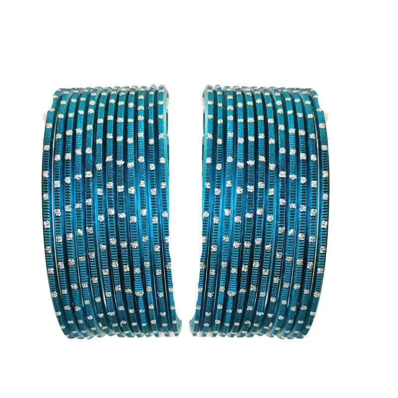 Nav - B Metal Bangles Size 2.10 - Set of 24 - Dark Teal-Global Food Hub