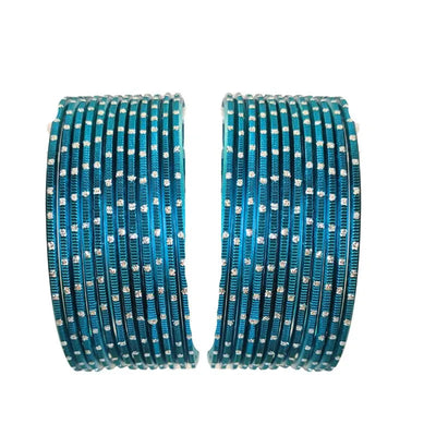 Nav - B Metal Bangles Size 2.10 - Set of 24 - Dark Teal-Global Food Hub