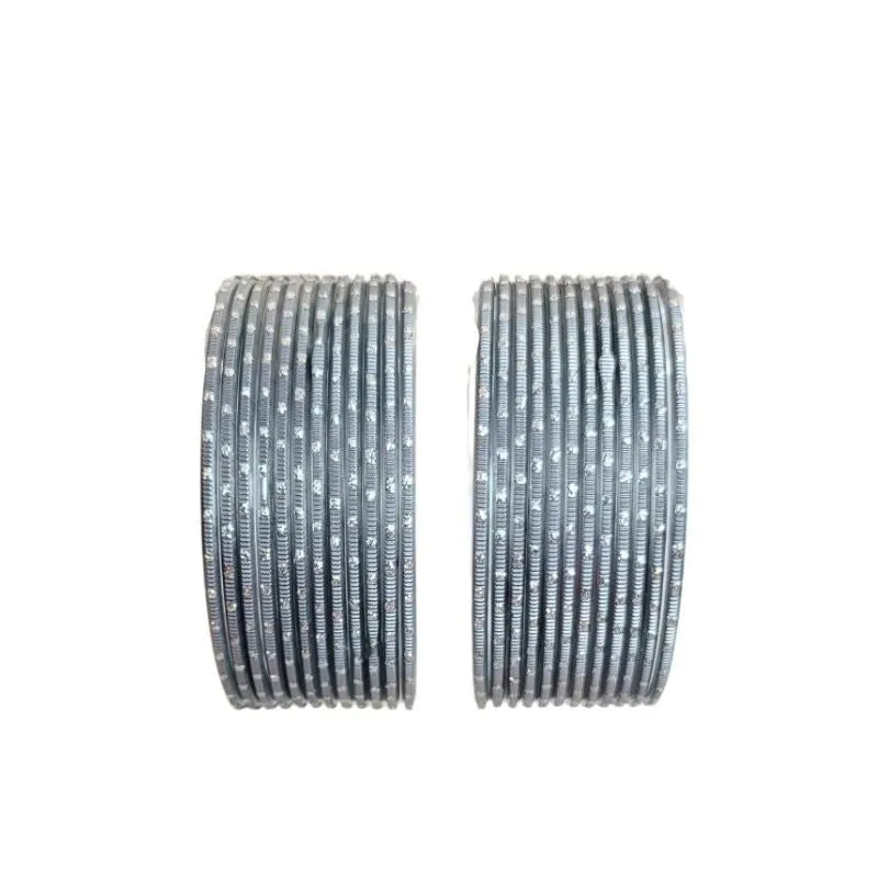 Nav - B Metal Bangles Size 2.10 - Set of 24-Light Gray-Global Food Hub