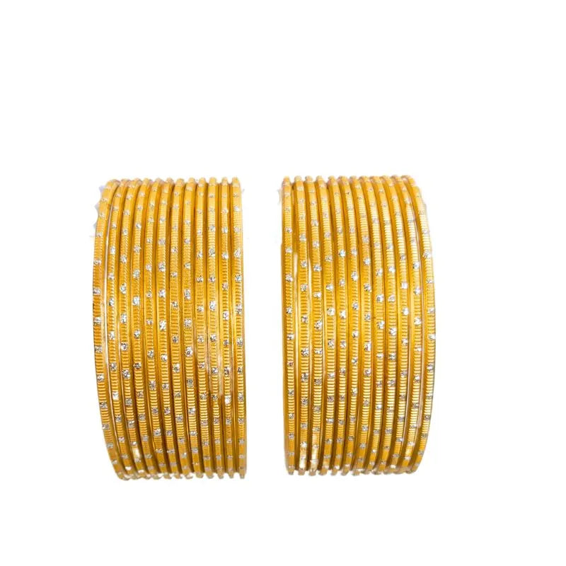 Nav - B Metal Bangles Size 2.10 - Set of 24-Yellow-Global Food Hub