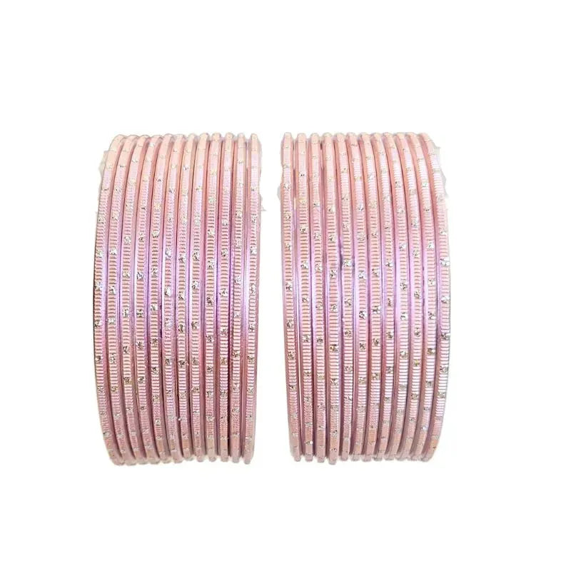 Nav Metal Bangles Size 2.10 - Set of 24 - Baby Pink-Global Food Hub
