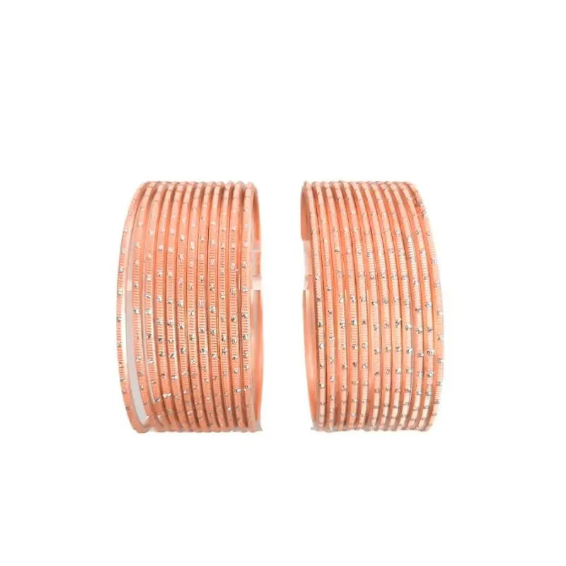 Nav Metal Bangles Size 2.10 - Set of 24 - Light Peach-Global Food Hub
