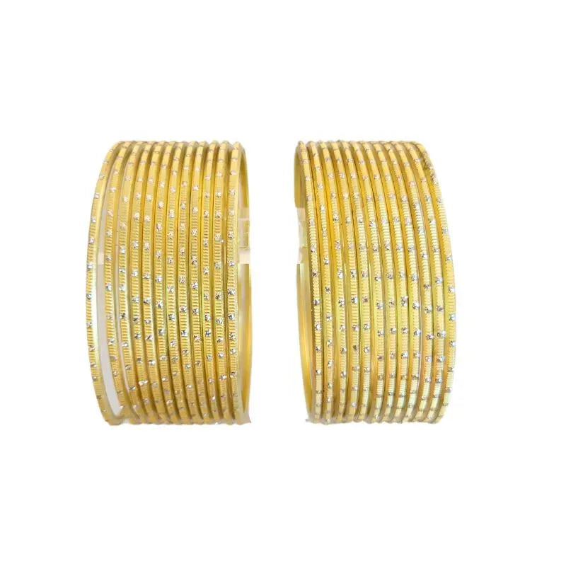 Nav Metal Bangles Size 2.10 - Set of 24 - Light Yellow-Global Food Hub