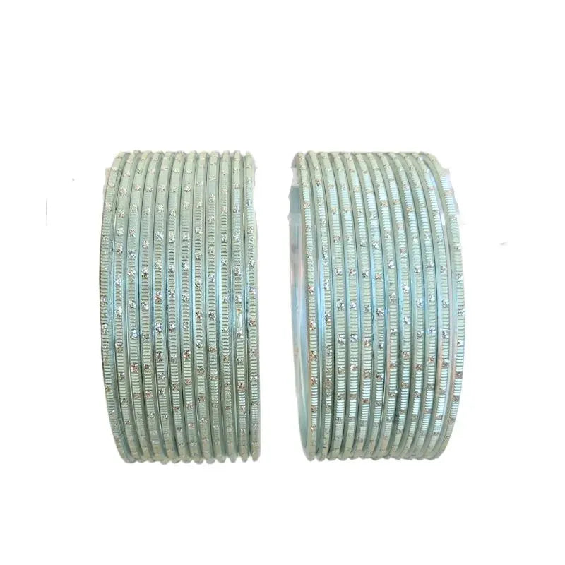 Nav Metal Bangles Size 2.10 - Set of 24 - Olive Green-Global Food Hub