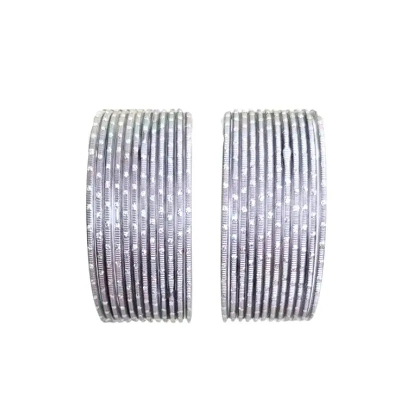 Nav Metal Bangles Size 2.10 - Set of 24 - Silver-Global Food Hub