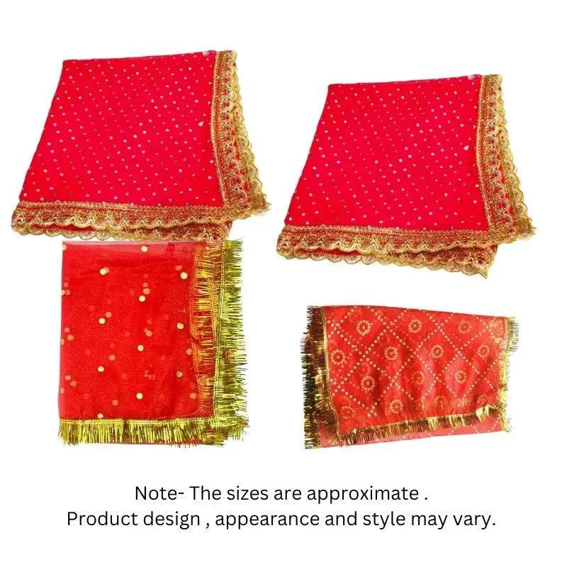 Navratri Mata Ki Chunri Red - 0.9mx0.5m-Global Food Hub