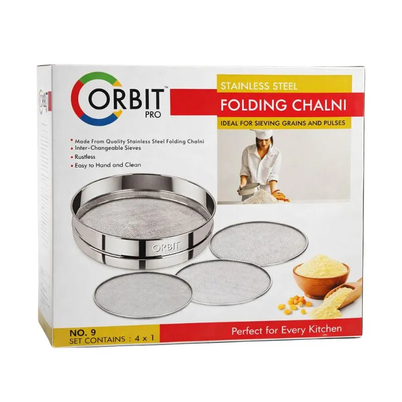 Orbit Stainless Steel Folding Chalni / Flour Sieve-Global Food Hub