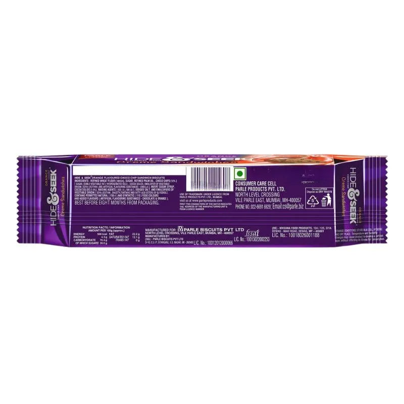 Parle Hide & Seek Choco Chip Creme Sandwich Orange Flavoured - 100g-Global Food Hub