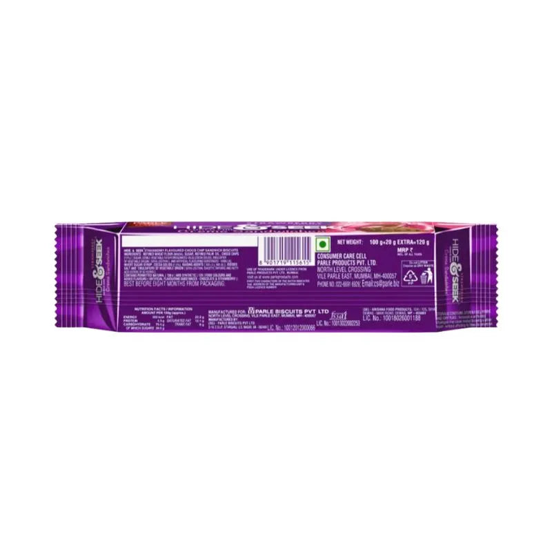 Parle Hide & Seek Choco Chips Creme Sandwich Strawberry Flavoured - 120g-Global Food Hub