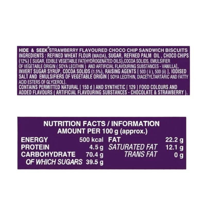 Parle Hide & Seek Choco Chips Creme Sandwich Strawberry Flavoured - 120g-Global Food Hub