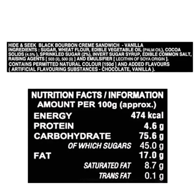 Parle Hide and Seek Black Bourbon Vanilla - 100g-Global Food Hub