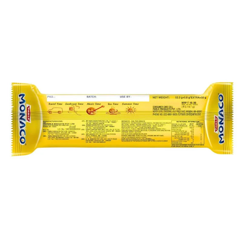 Parle Monaco Salty Snack Biscuits - 63.3g-Global Food Hub
