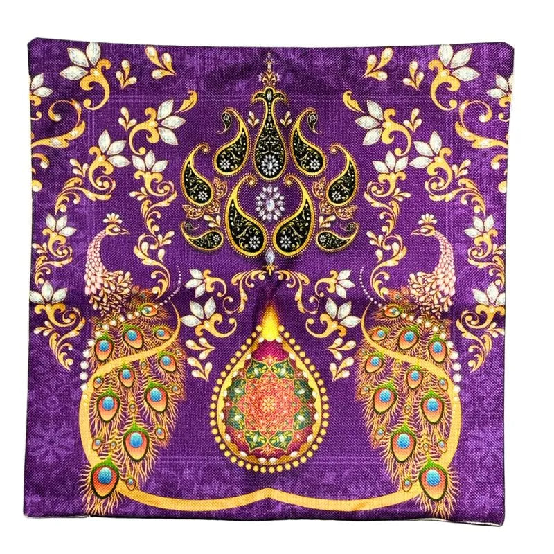 Pillow case with Diya and Peacock Design 2-Global Food Hub