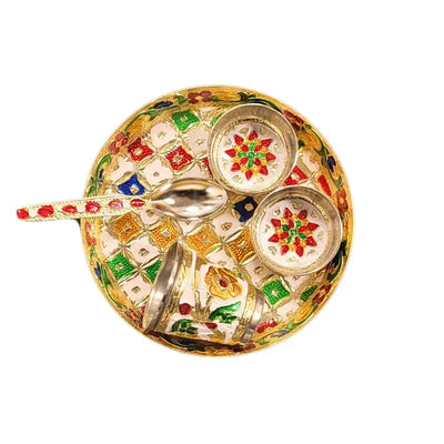 Pooja Bhog Thali Set White- 18cm-Global Food Hub