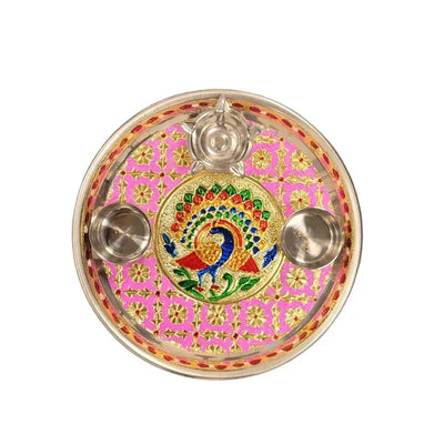 Pooja Thali Pink - 18cm-Global Food Hub
