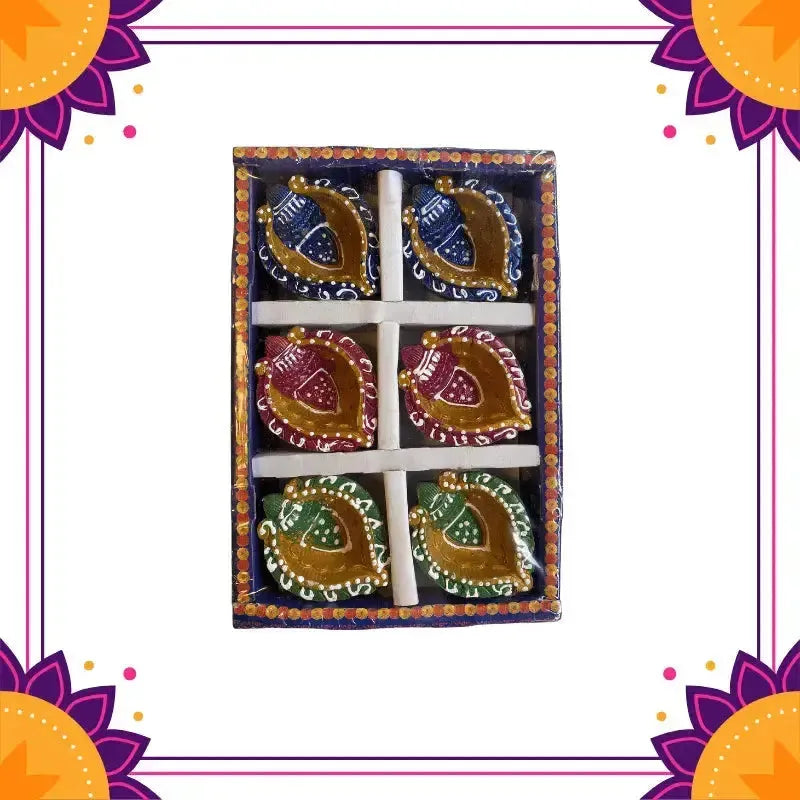 Premium Colorful Diya (Pack of 6) Design May Vary-Global Food Hub