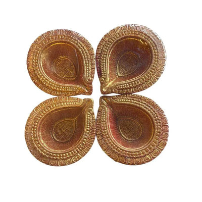 Premium Diya with Gold Layer (Pack of 4)- Designs may vary.-Global Food Hub