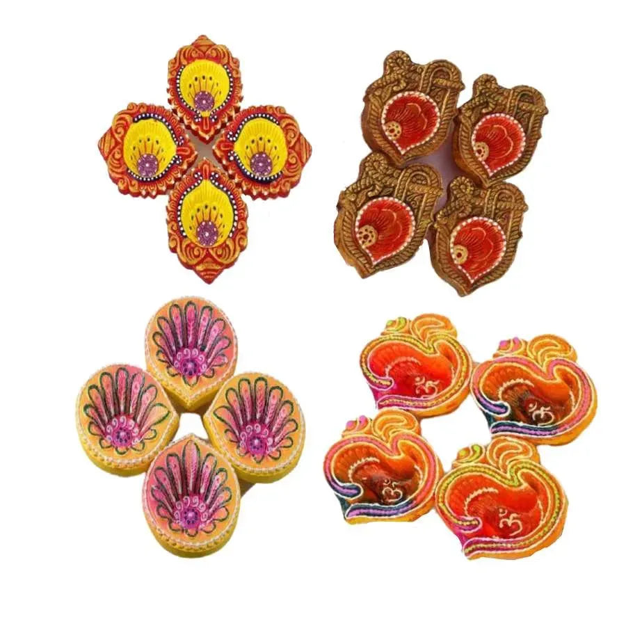 Premium Fancy Diya (Pack of 4)Number 5- Designs may vary.-Global Food Hub