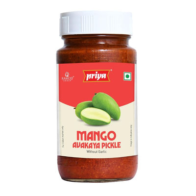 Priya Mango Avakaya Pickle without Garlic-300 grams-Global Food Hub