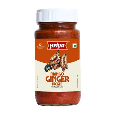 Priya Mango Ginger Pickle without Garlic-300 grams-Global Food Hub