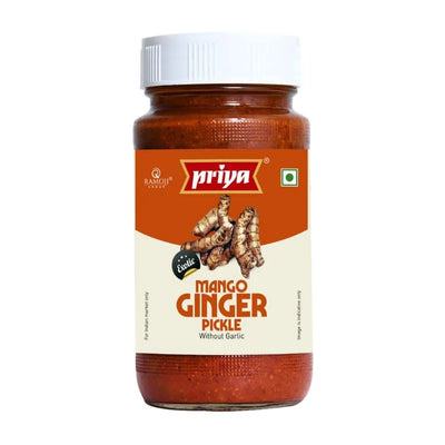 Priya Mango Ginger Pickle without Garlic-300 grams-Global Food Hub